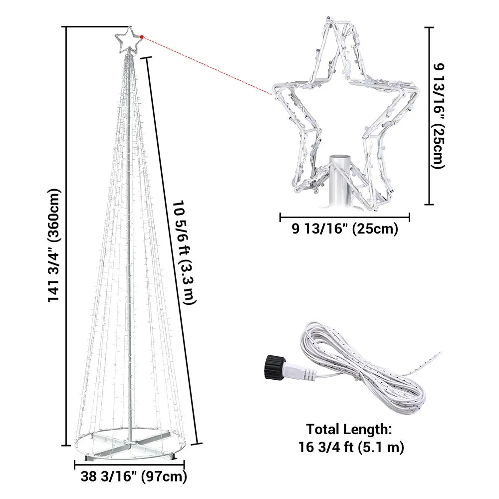 12' LED Christmas Tree Lights Solar Powered