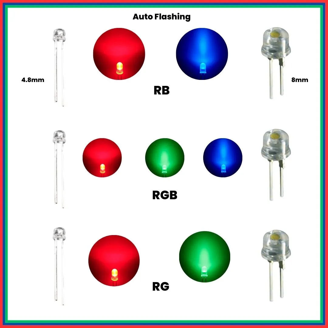 2-Pin Bicolor/Tricolor Bright Straw Hat LEDs (Auto Flashing)