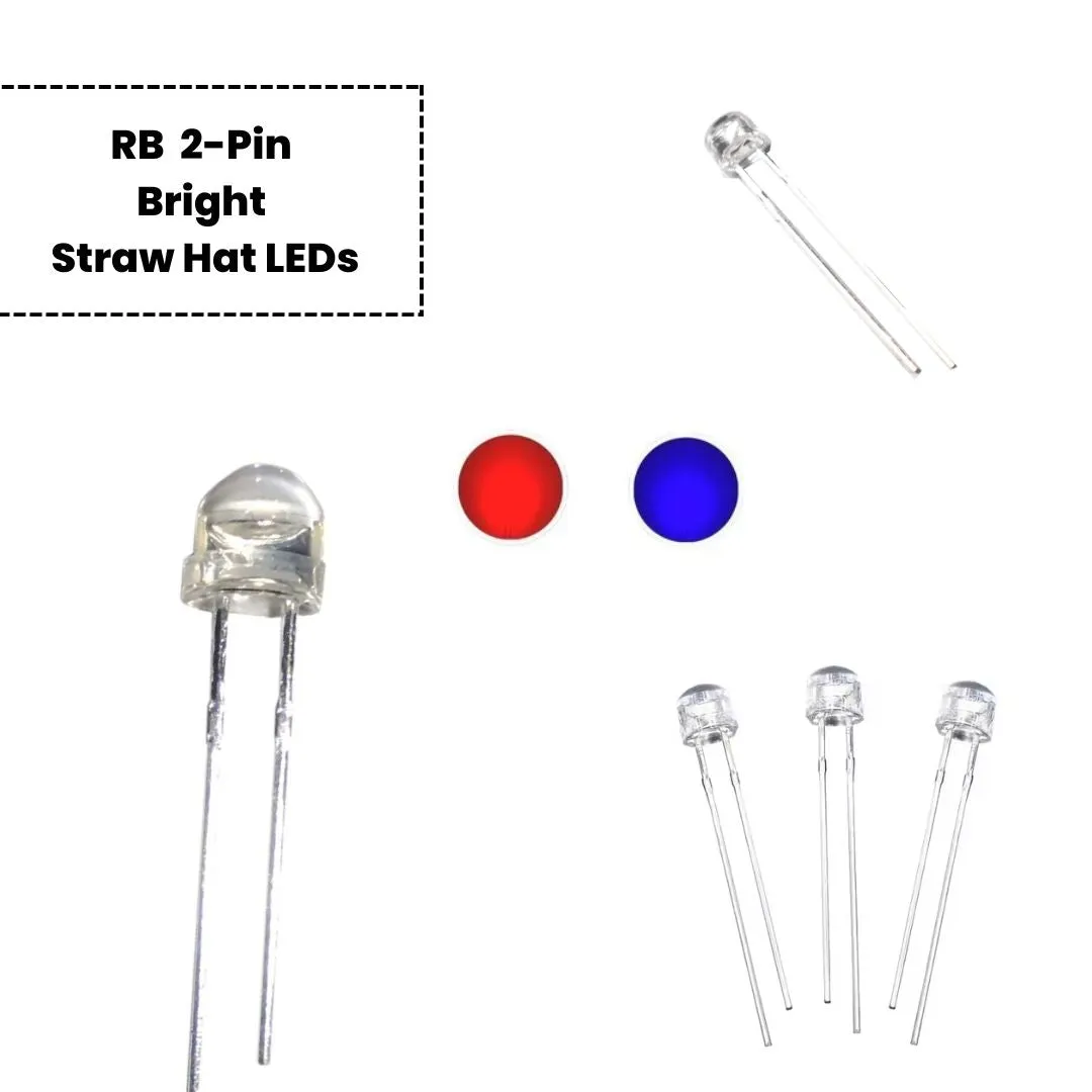 2-Pin Bicolor/Tricolor Bright Straw Hat LEDs (Auto Flashing)