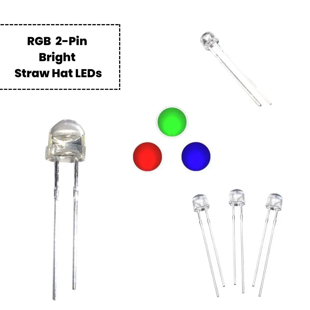 2-Pin Bicolor/Tricolor Bright Straw Hat LEDs (Auto Flashing)