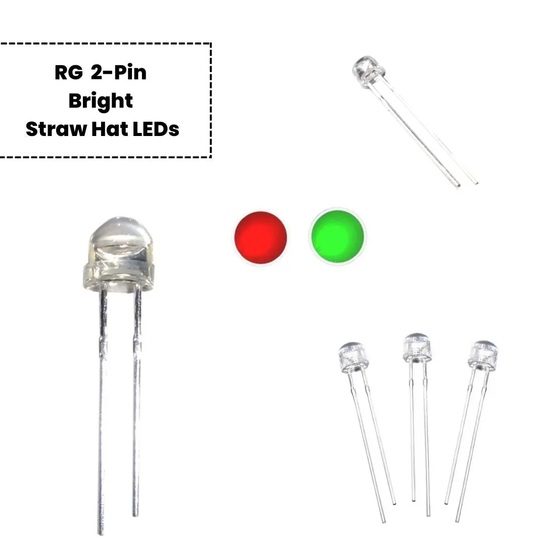 2-Pin Bicolor/Tricolor Bright Straw Hat LEDs (Auto Flashing)