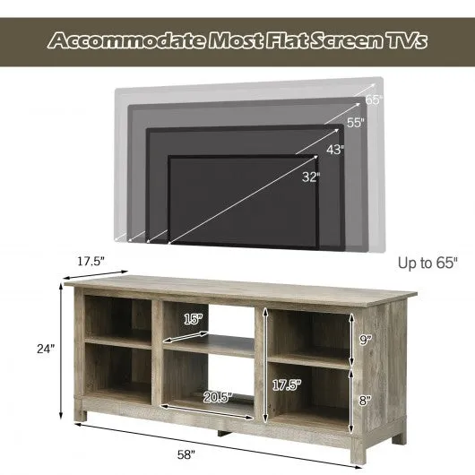 2-Tier 58" TV Stand Entertainment Media Console Center-Gray