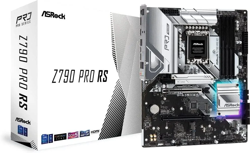 Asrock Z790 Pro RS Motherboard, Intel Z790, 1700, ATX, 4 DDR5, HDMI, DP, eDP, 2.5G LAN, PCIe5, RGB, 4x M.2