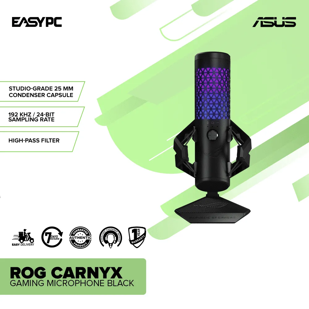 Black Asus ROG Carnyx Gaming Microphone with Optimized Title