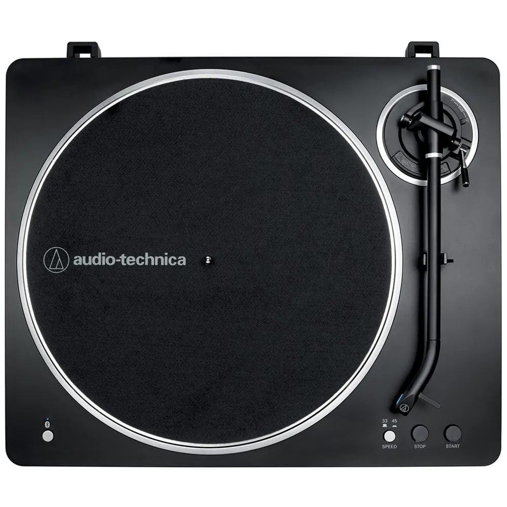 Audio Technica AT-LP70XBT Fully Automatic Bluetooth Wireless Turntable Black with Kanto YU4 140W Powered Bookshelf Speakers Walnut HiFi Package