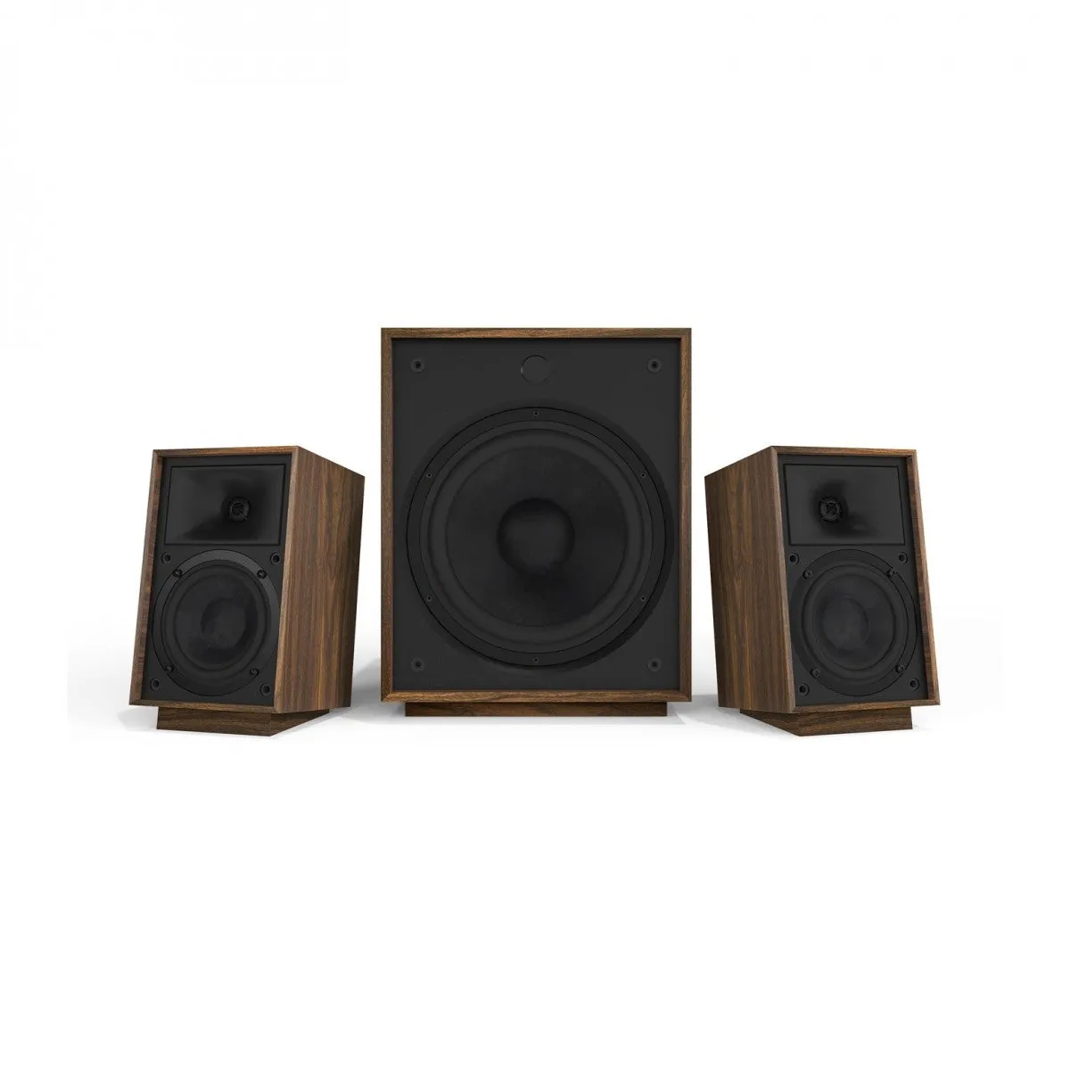 Audio Technica AT-LP70XBT Fully Automatic Bluetooth Wireless Turntable Black with Klipsch Heritage ProMedia 2.1 Bluetooth Speaker System Walnut HiFi Package