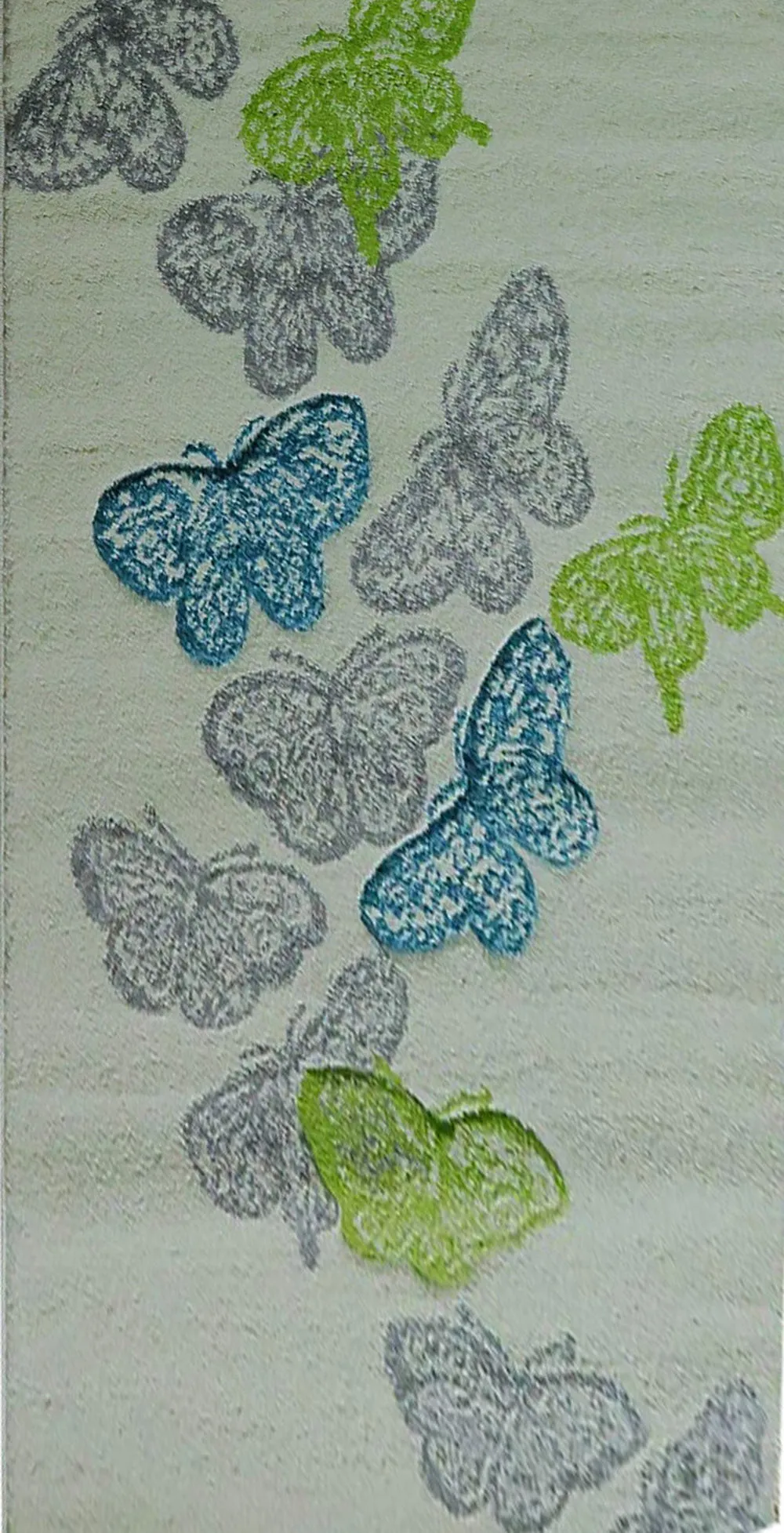 Butterfly Rug for Girls Room, Multi-Coloured, 80 x 150 cm