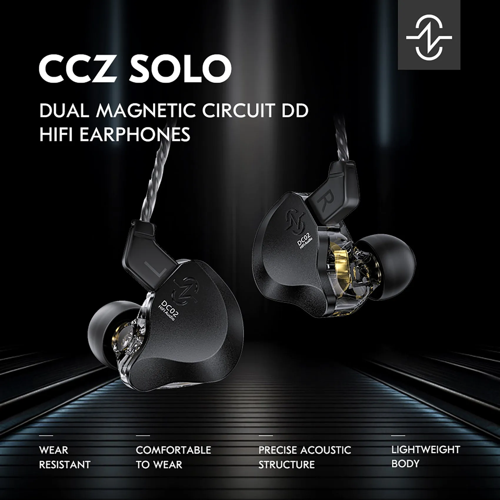 【CCZ SOLO DC02】Wired Gaming Earbuds Noise Cancelling Dual Magnetic Circuit DD HIFI IEM Headphones In-ear Monitors Earphones Best Earbuds with Mic/No mic