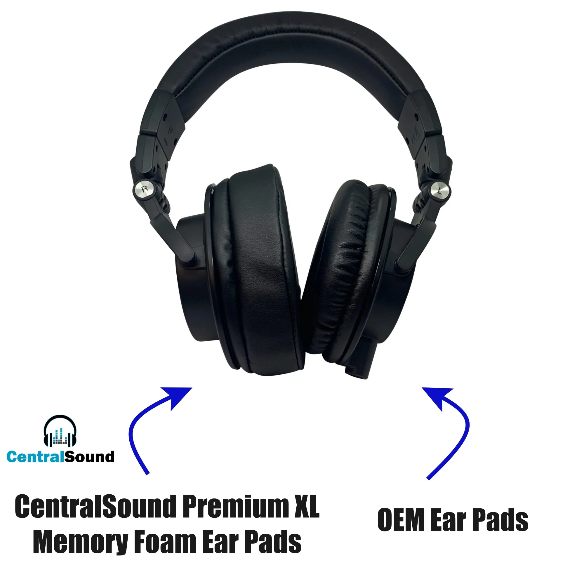 CentralSound Premium XL Memory Foam Ear Pad Cushions for Audio-Technica Headphones