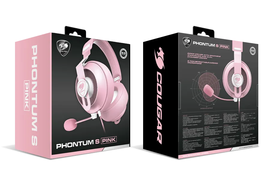 Cougar PHONTUM-S-PINK Headset 電競遊戲耳機麥克風 (粉紅色)