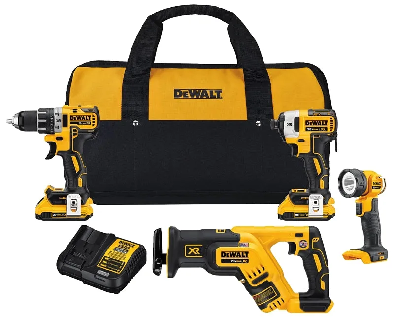 DeWALT DCK484D2 Combination Kit, Battery Included, 20 V, 4-Tool, Lithium-Ion Battery :EA: QUANTITY: 1