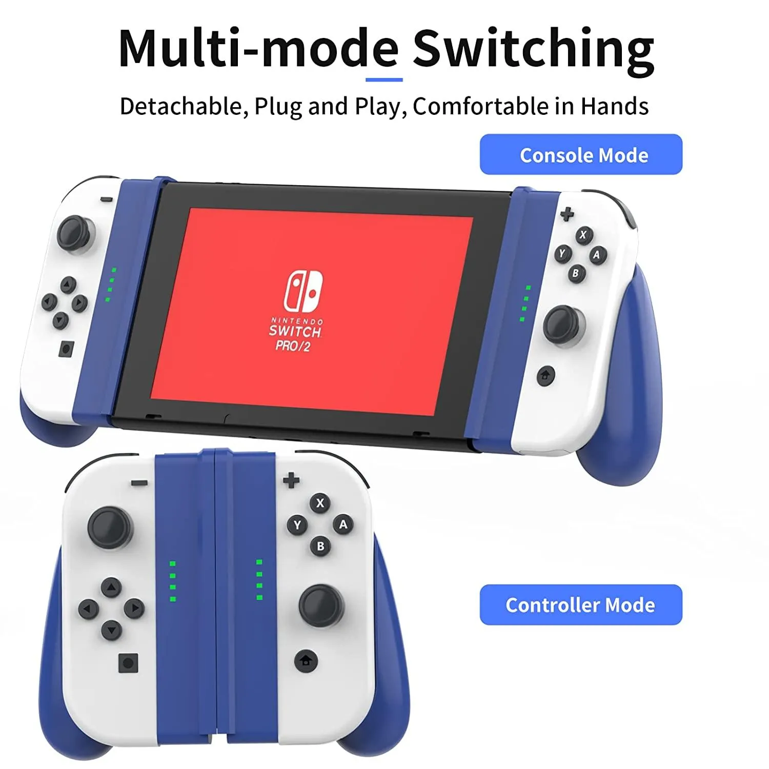 DOYO Joy-Con (L-R)gamepad Unique Detachable Design Controller Hand Grip Compatible with Switch/Switch OLED Joycons Blue