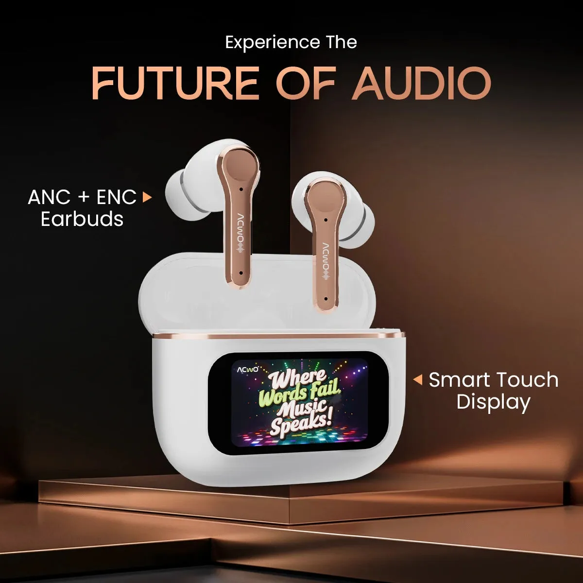 DwOTS Touch Screen Display Earbuds with ANC and ENC