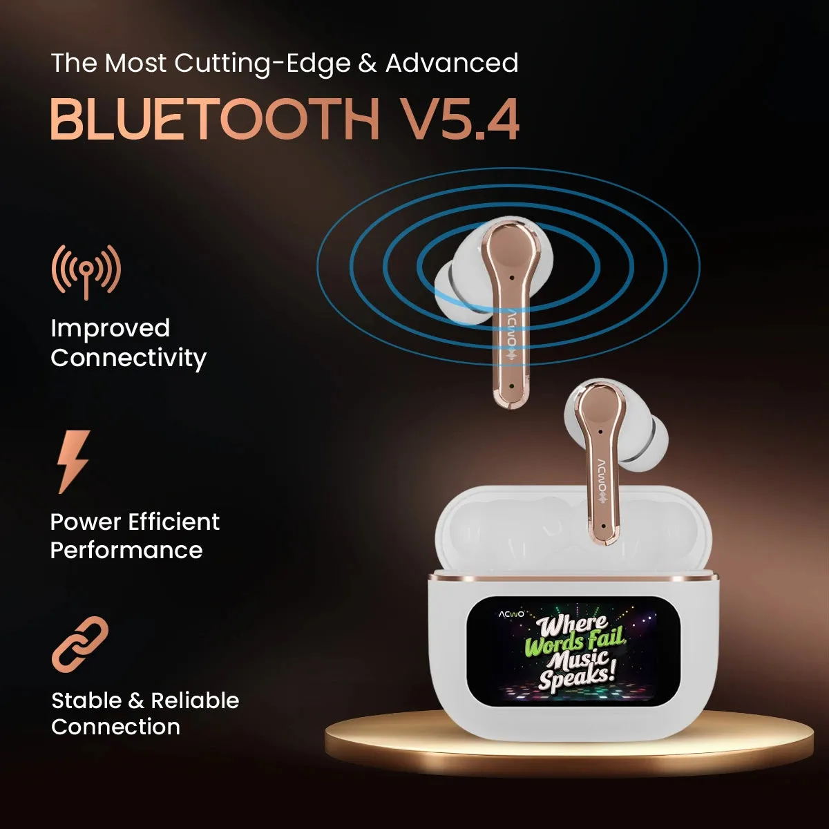 DwOTS Touch Screen Display Earbuds with ANC and ENC