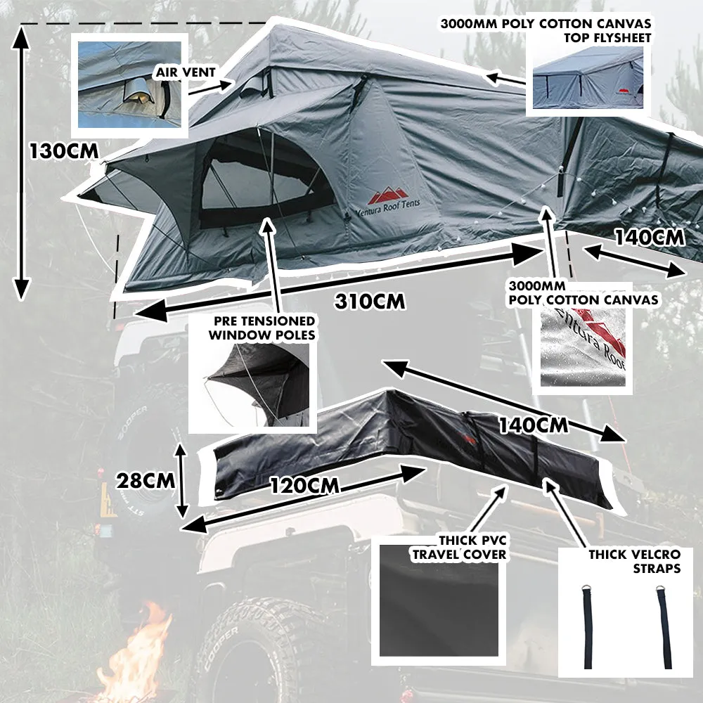 Extended Ventura Deluxe 1.4 Roof Top Tent   270 Awning (IN STOCK)