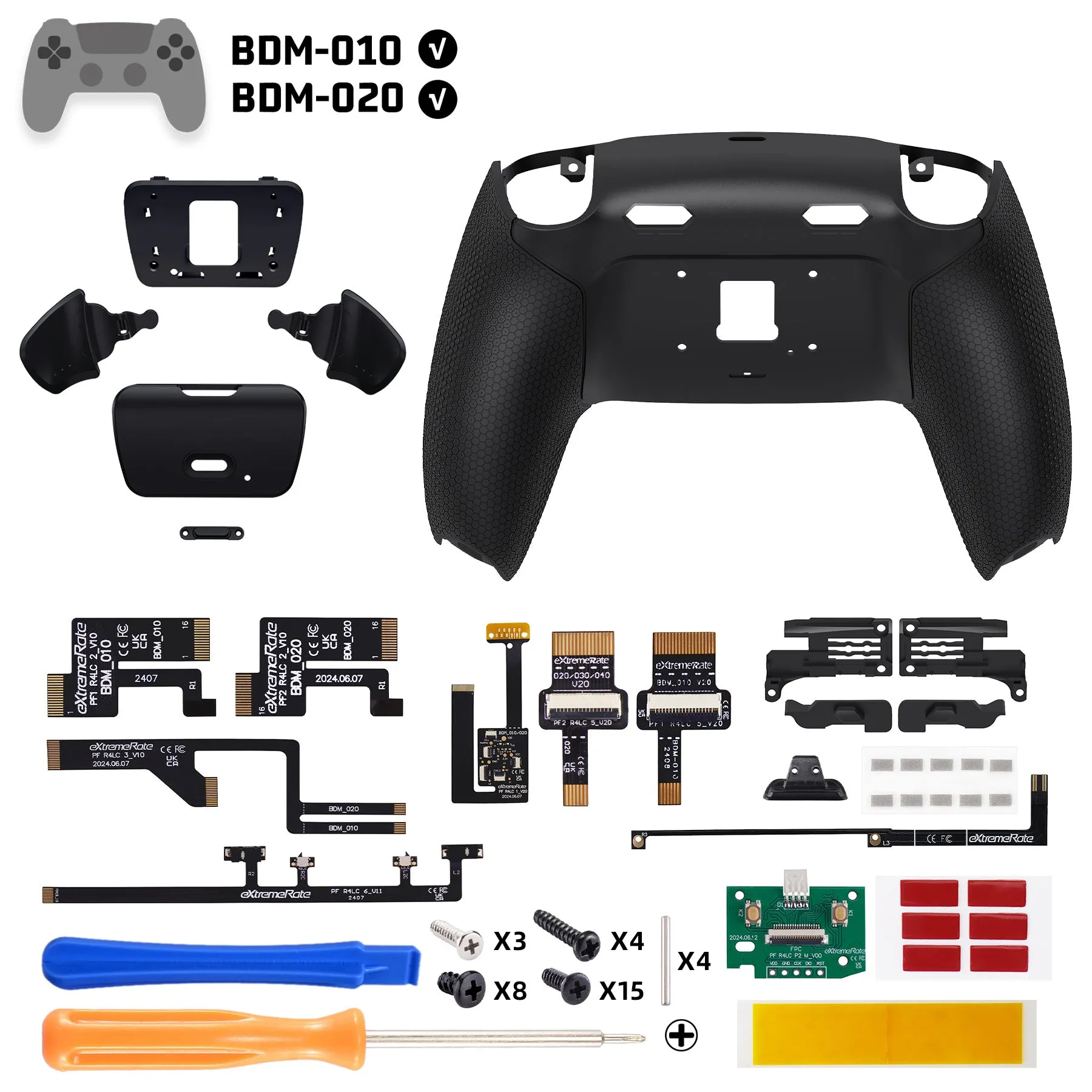 eXtremeRate RISE Plus MAX Back Paddles Kit with Clicky Trigger Stops & Rubberized Grip for PS5 Controller BDM-010/020 - Black - GQTPFM001