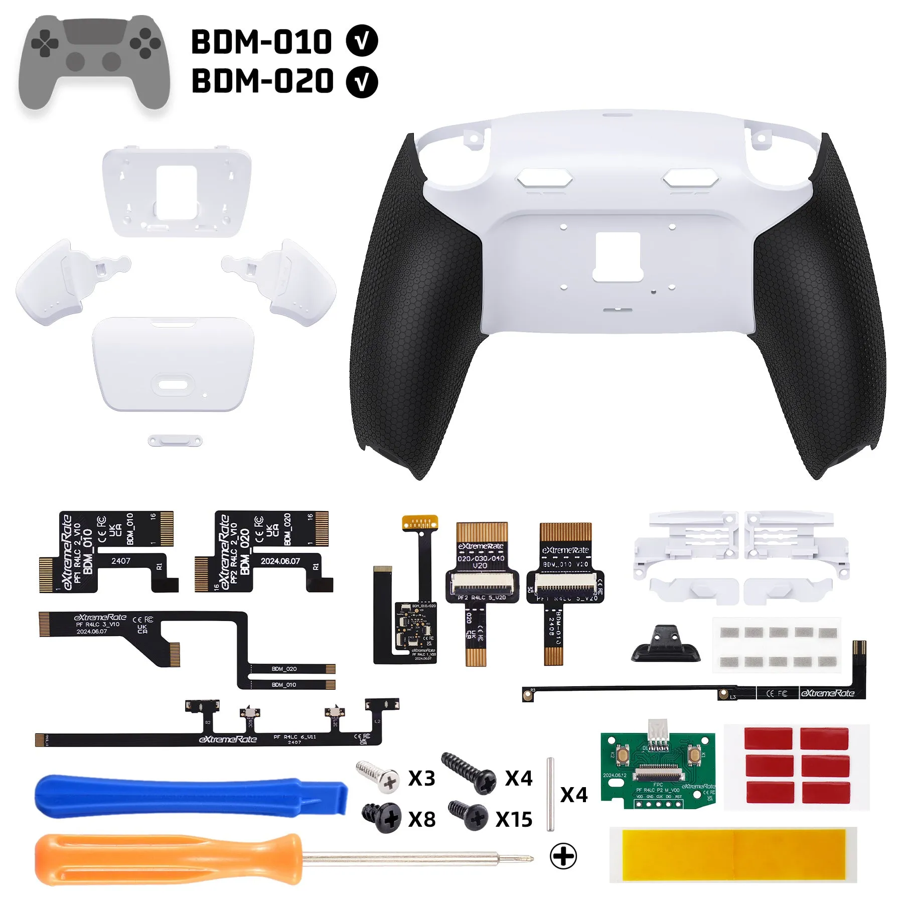 eXtremeRate RISE Plus MAX Back Paddles Kit with Clicky Trigger Stops & Rubberized Grip for PS5 Controller BDM-010/020 - White Black - White - GQTPFM003