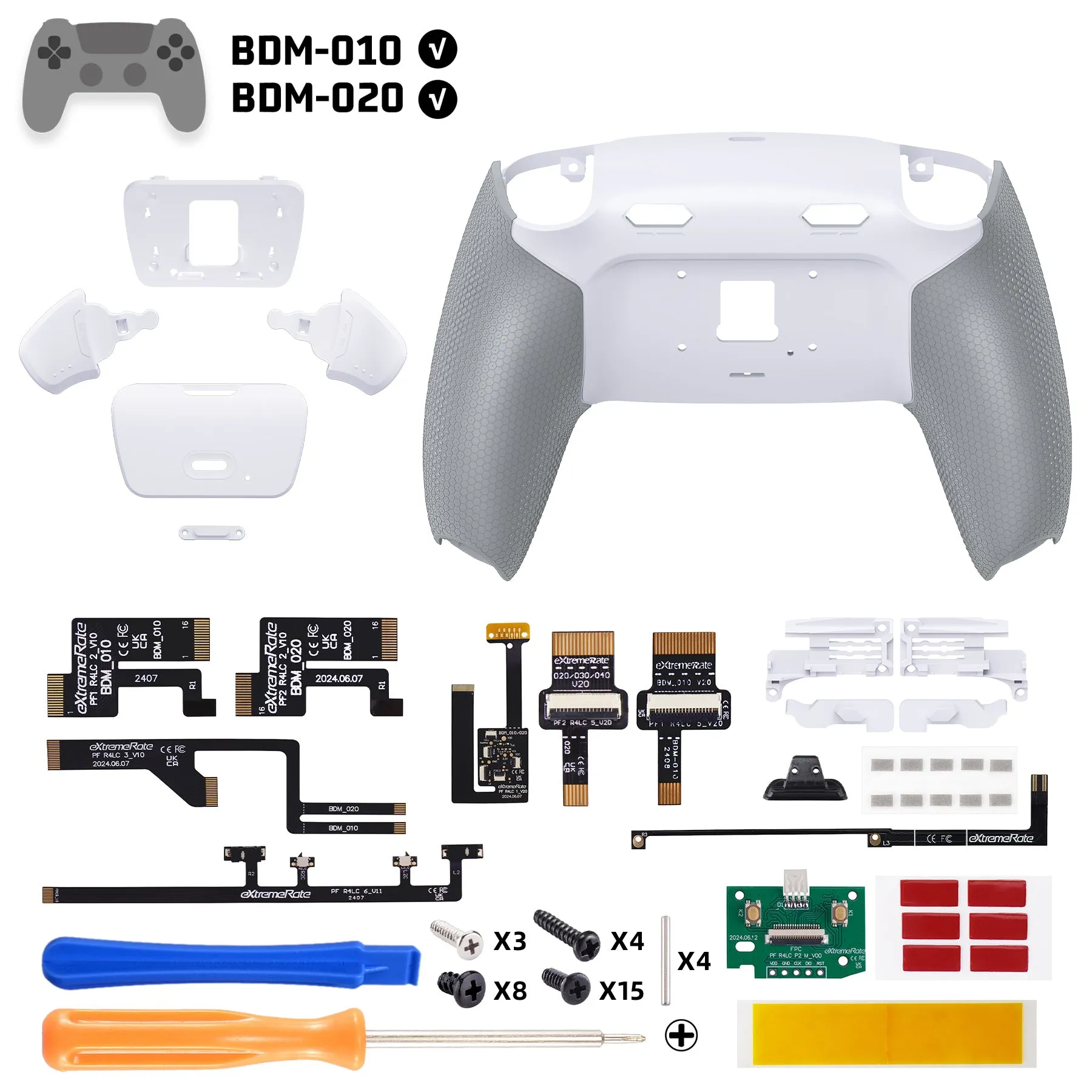 eXtremeRate RISE Plus MAX Back Paddles Kit with Clicky Trigger Stops & Rubberized Grip for PS5 Controller BDM-010/020 - White Gray - GQTPFM002