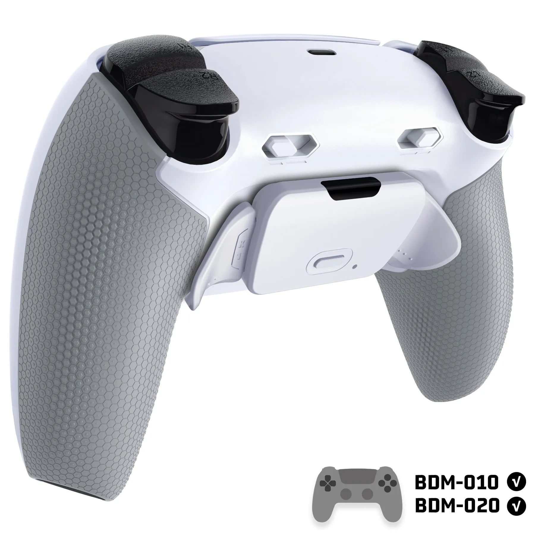 eXtremeRate RISE Plus MAX Back Paddles Kit with Clicky Trigger Stops & Rubberized Grip for PS5 Controller BDM-010/020 - White Gray - GQTPFM002