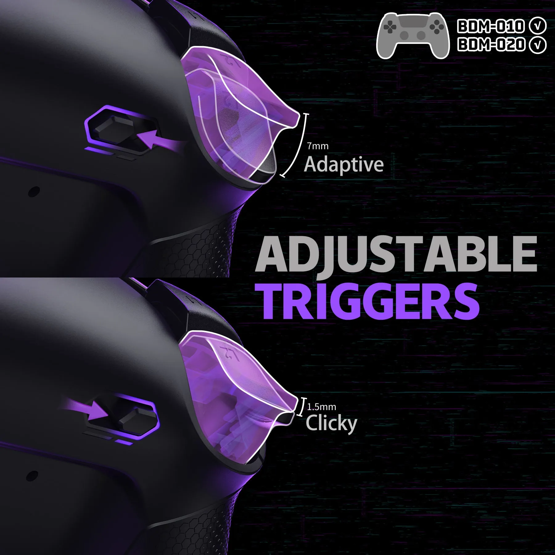 eXtremeRate RISE4 Plus MAX Back Paddles Kit with Clicky Trigger Stops & Rubberized Grip for PS5 Controller BDM-010/020 - Black - HKCPFM001