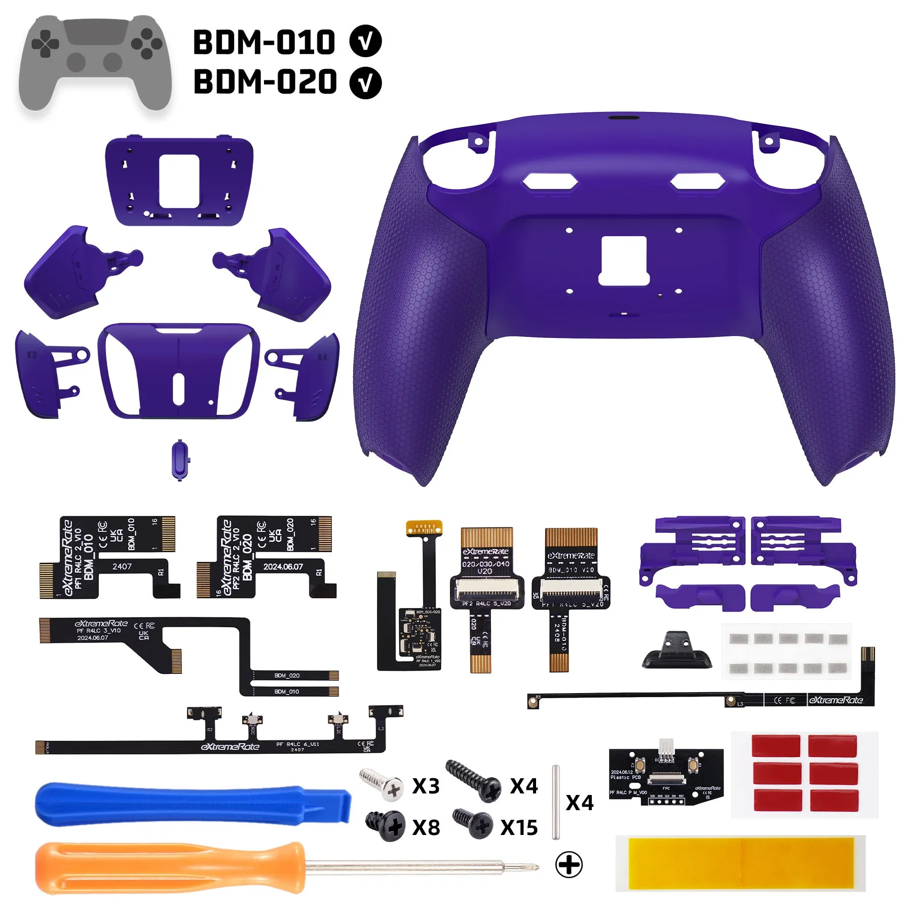 eXtremeRate RISE4 Plus MAX Back Paddles Kit with Clicky Trigger Stops & Rubberized Grip for PS5 Controller BDM-010/020 - Galactic Purple - HKCPFM005