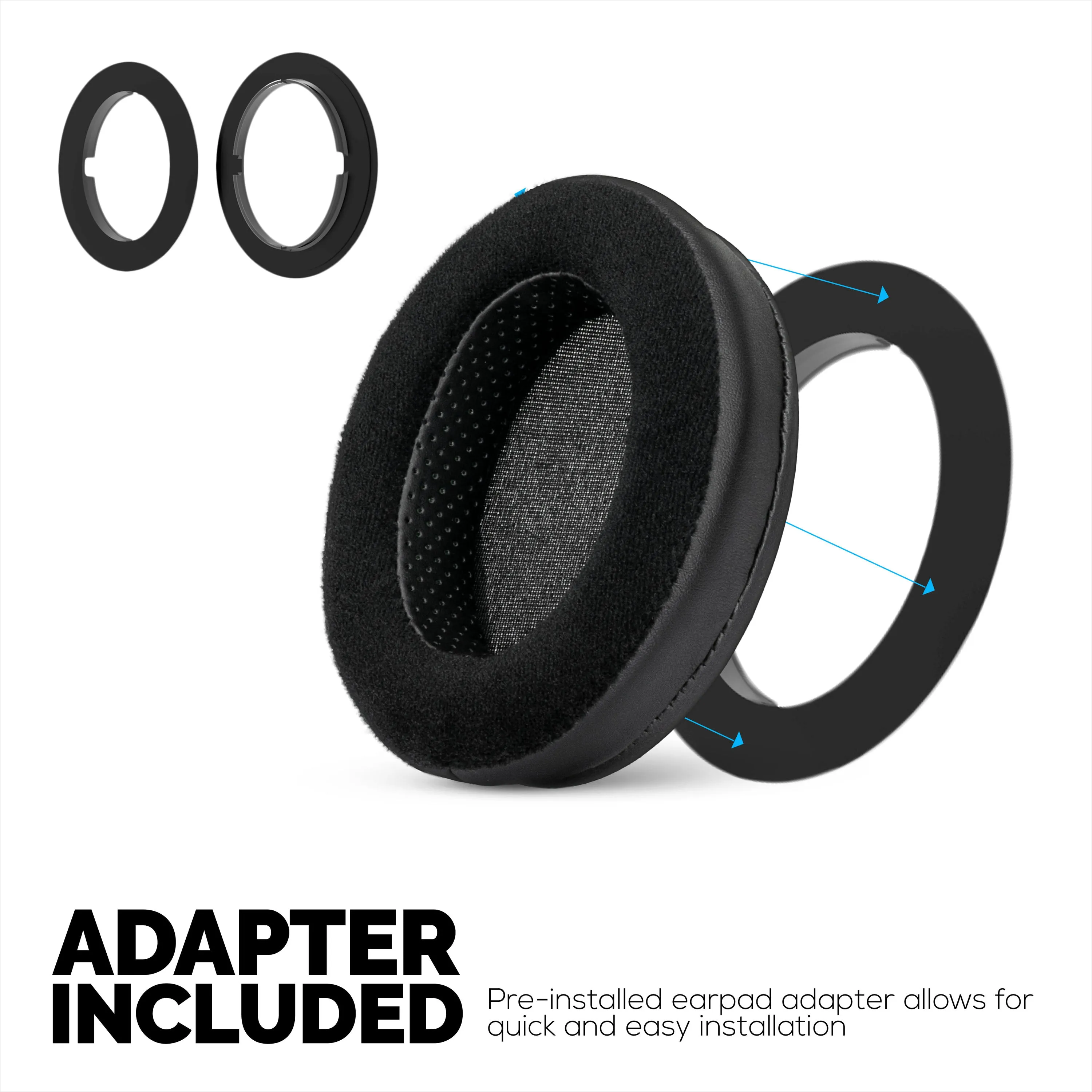 Hybrid Thick Earpads for Sennheiser HD600, HD650, HD660S, HD525, HD535, HD545, & Massdrop HD58X, HD6XX Headphones - Memory Foam with Velour & PU Leather Hybrid Material