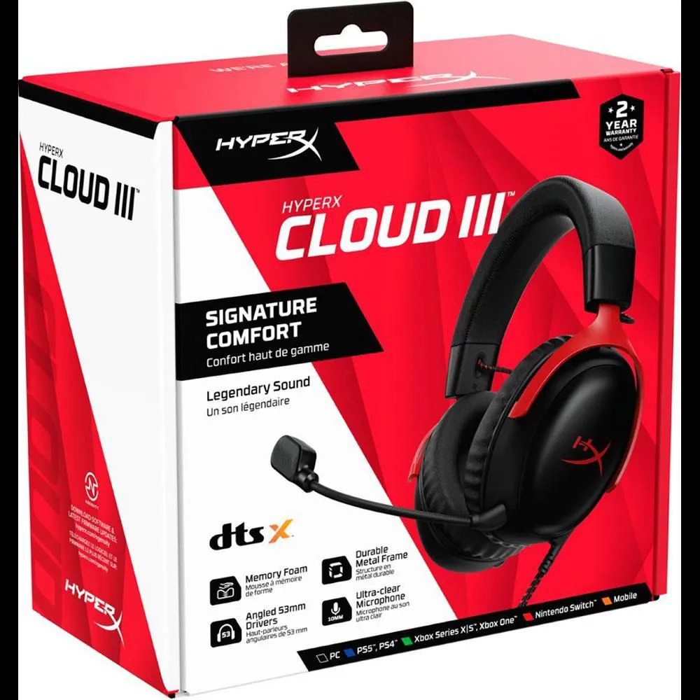 HyperX 727A9AA Cloud III Gaming Headset, Black