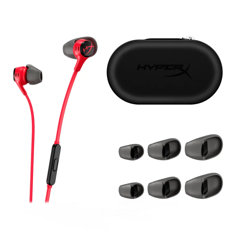 HyperX Cloud Earbuds II 3.5mm Wired Gaming Earbuds with Built-in-Microphone - Black / Red