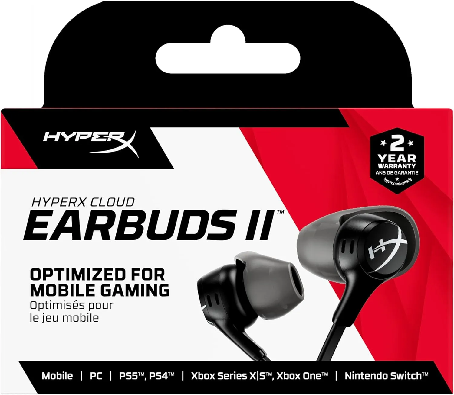 HyperX Cloud Earbuds II - PC | Mobile | Nintendo Switch | PS4 | PS5 | Xbox Series - BLACK