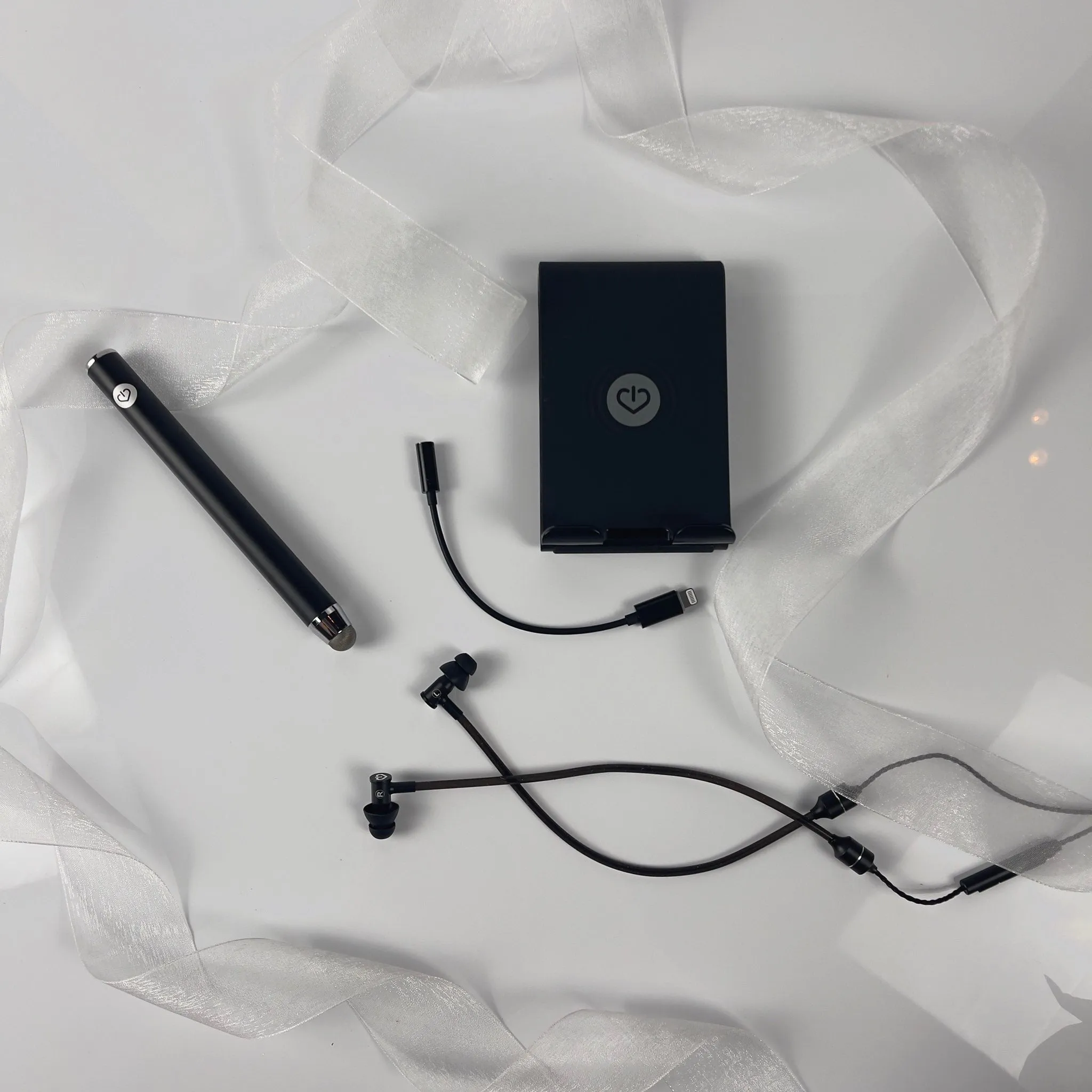 Jet Black Pack: Anti-EMF Headphones, Phone Stand & Stylus