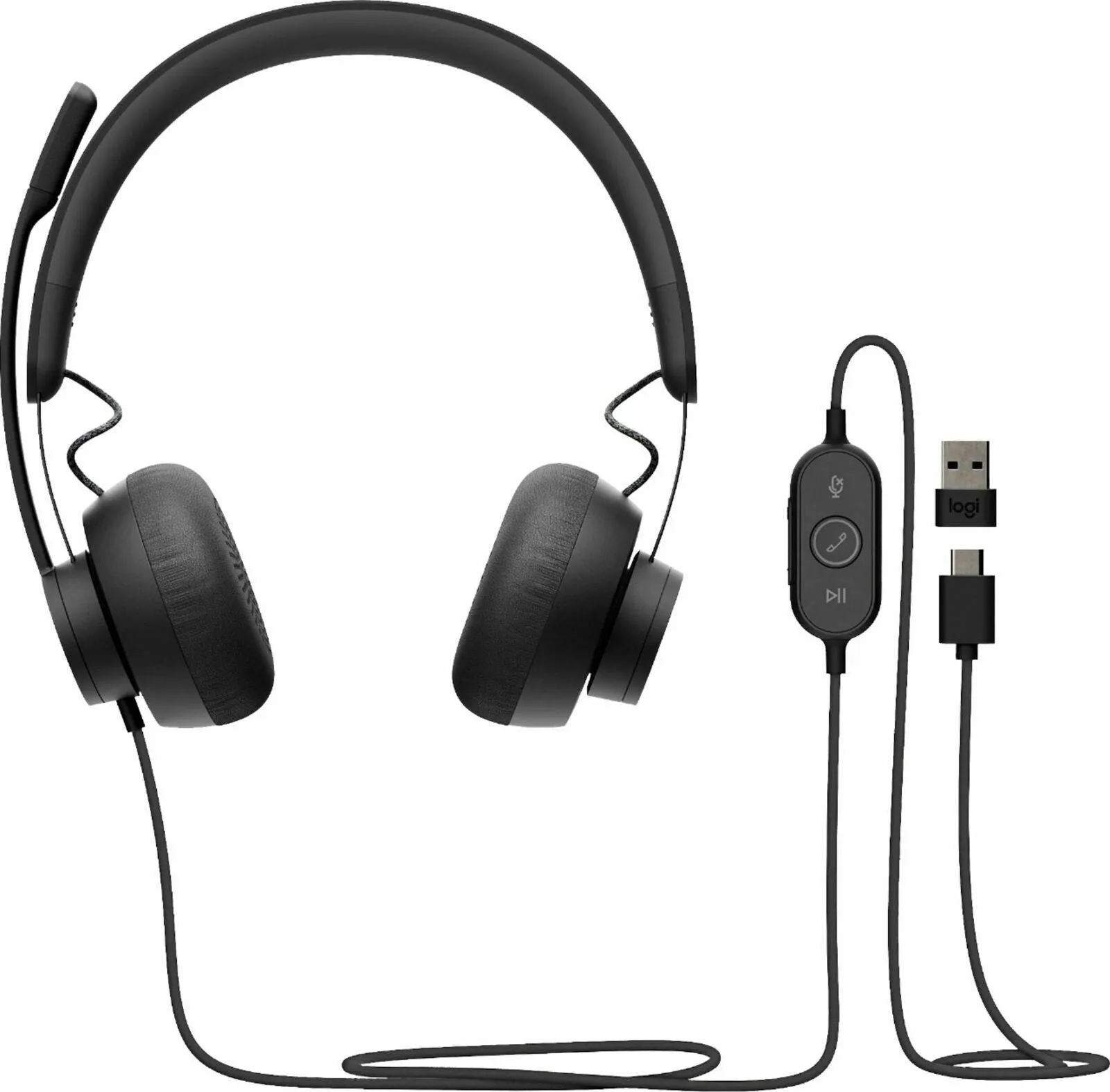 Logitech Zone 750 Wired Noise Canceling Over-Ear Stereo USB Headset, 981-001103