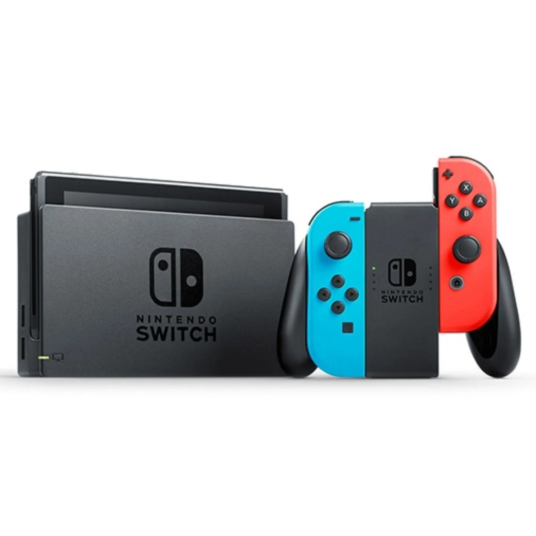 Nintendo Switch with Neon Blue and Neon Red Joy-Con