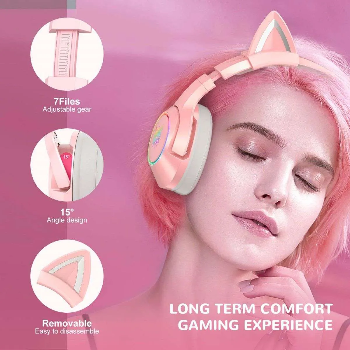 ONIKUMA K9 Elite Stereo Gaming Headsets with Cat Ears for PS4, PC and Switch