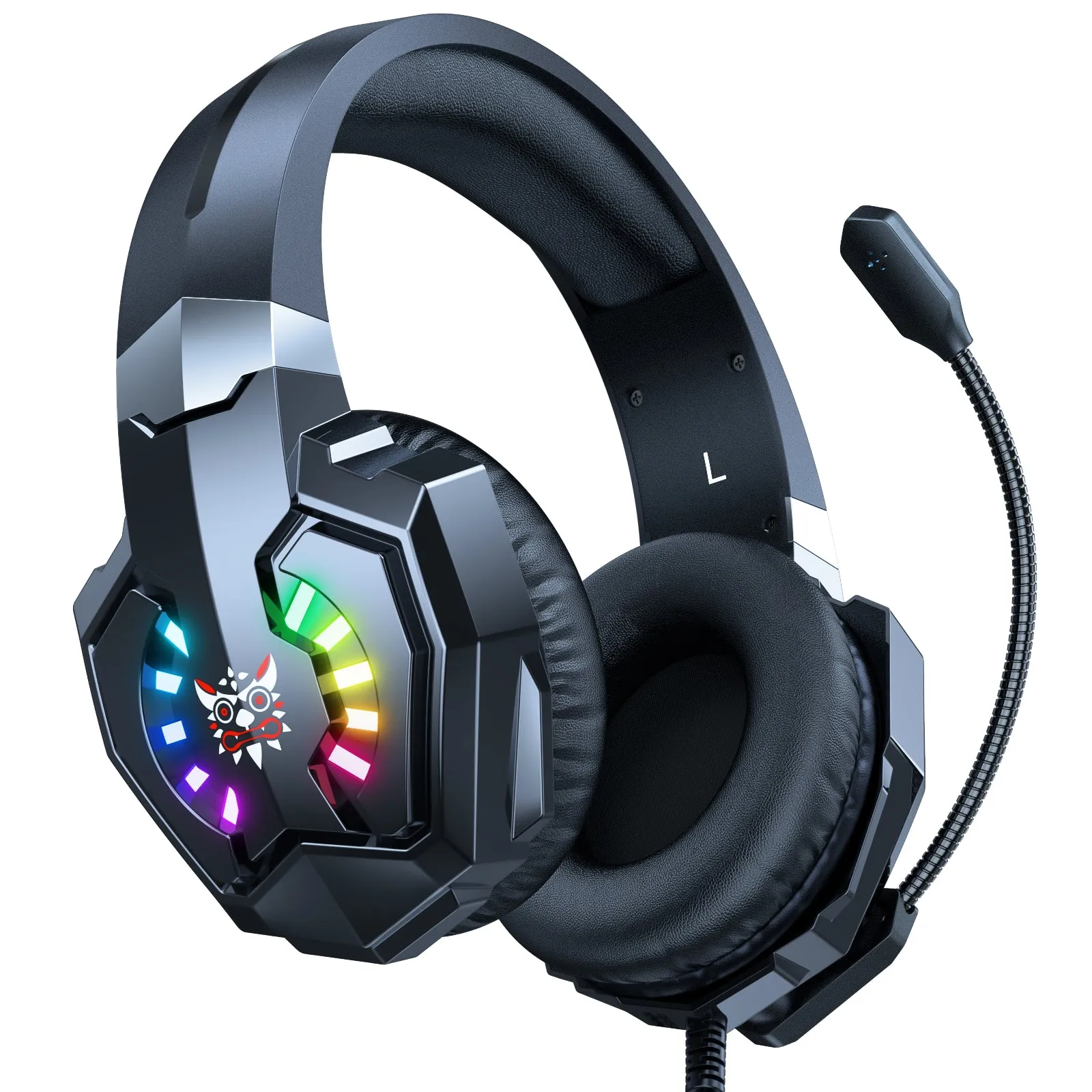 ONIKUMA X32 Wearable Wired Gaming Headset with Flexible Mic LED Lights, Dynamic RGB Lighting Effect