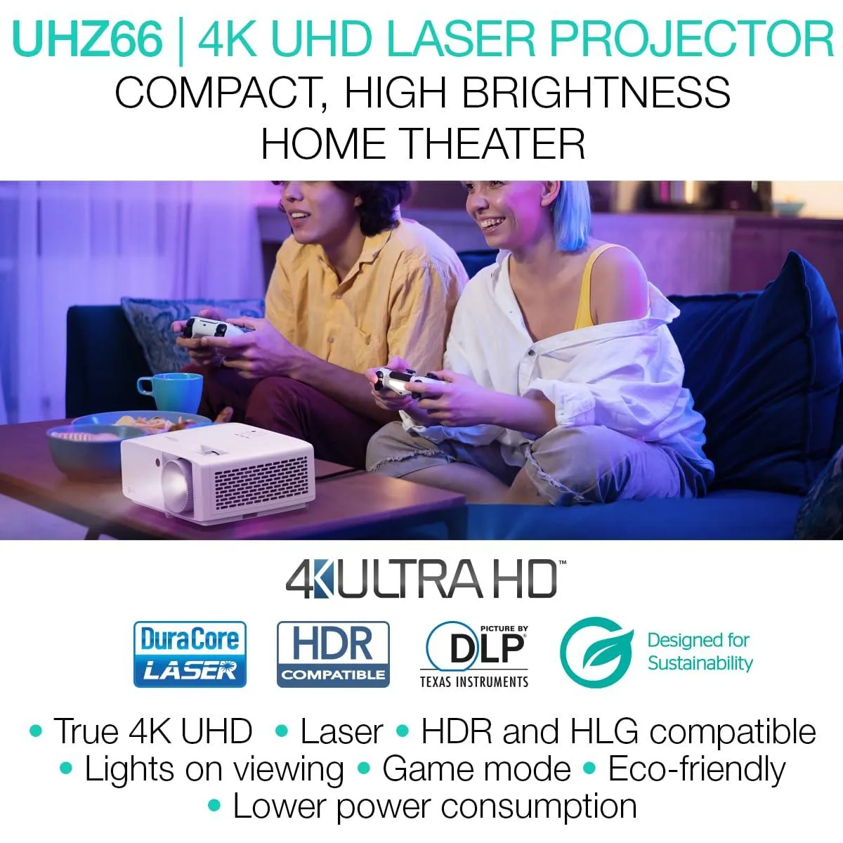 Optoma True 4K UHD Laser Home Cinema Projector.