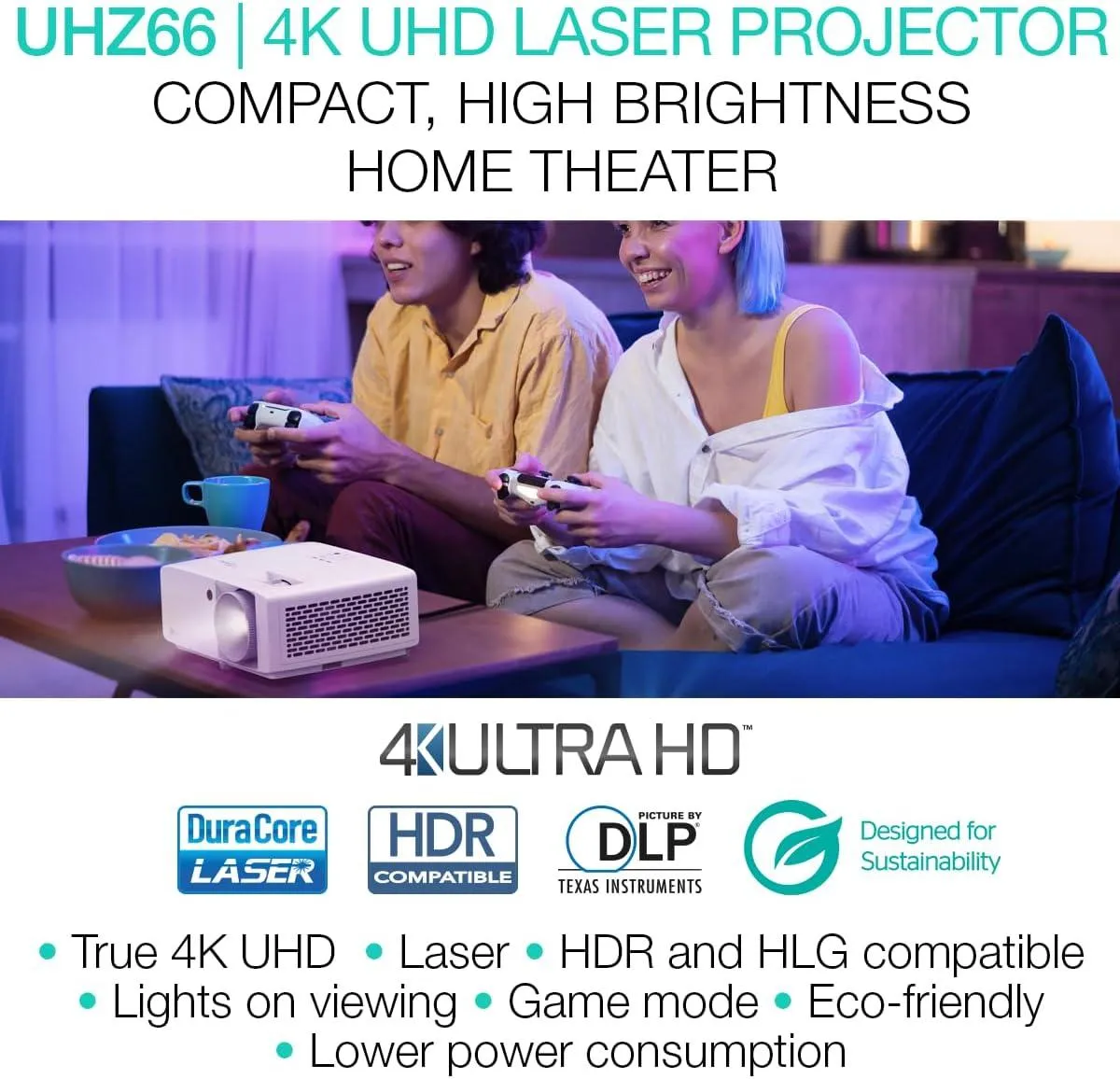 Optoma True 4K UHD Laser Home Cinema Projector.