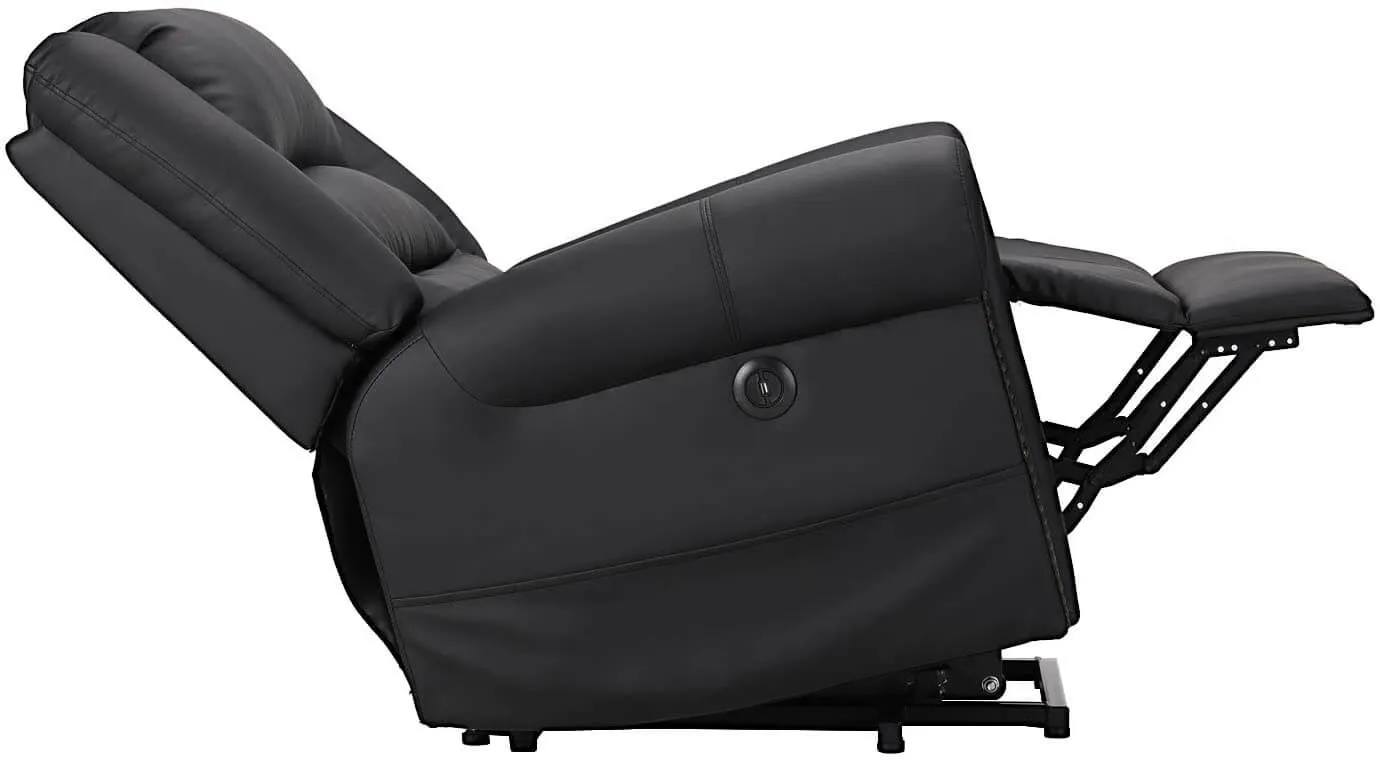 Power Lift Recliner Chair for Elderly, Faux Leather with Rivet Design Electric Recliner Chair with Heated Vibration Massage, Side Pockets & USB Port, Black