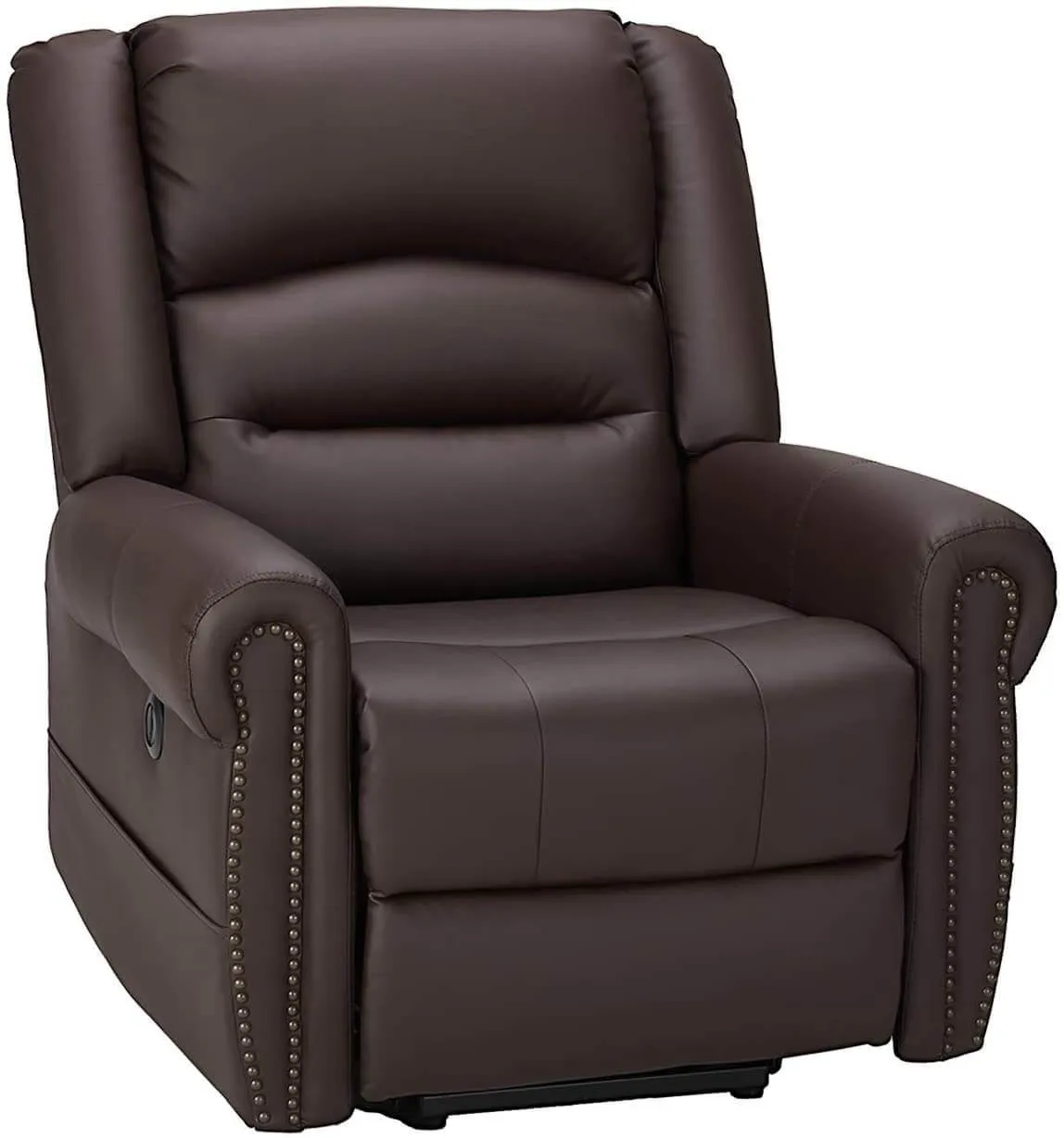 Power Lift Recliner Chair for Elderly, Faux Leather with Rivet Design Electric Recliner Chair with Heated Vibration Massage, Side Pockets & USB Port, Dark Brown