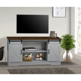 "56"" TV STAND with 2 Barn Door" "Farmhouse Style Media Console with Barn Door Sliders Cape Multipurpose Entertainment Center"