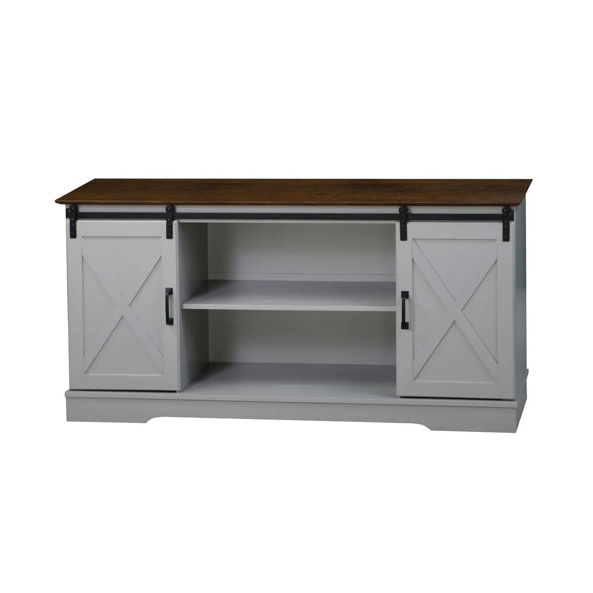 "56"" TV STAND with 2 Barn Door" "Farmhouse Style Media Console with Barn Door Sliders Cape Multipurpose Entertainment Center"