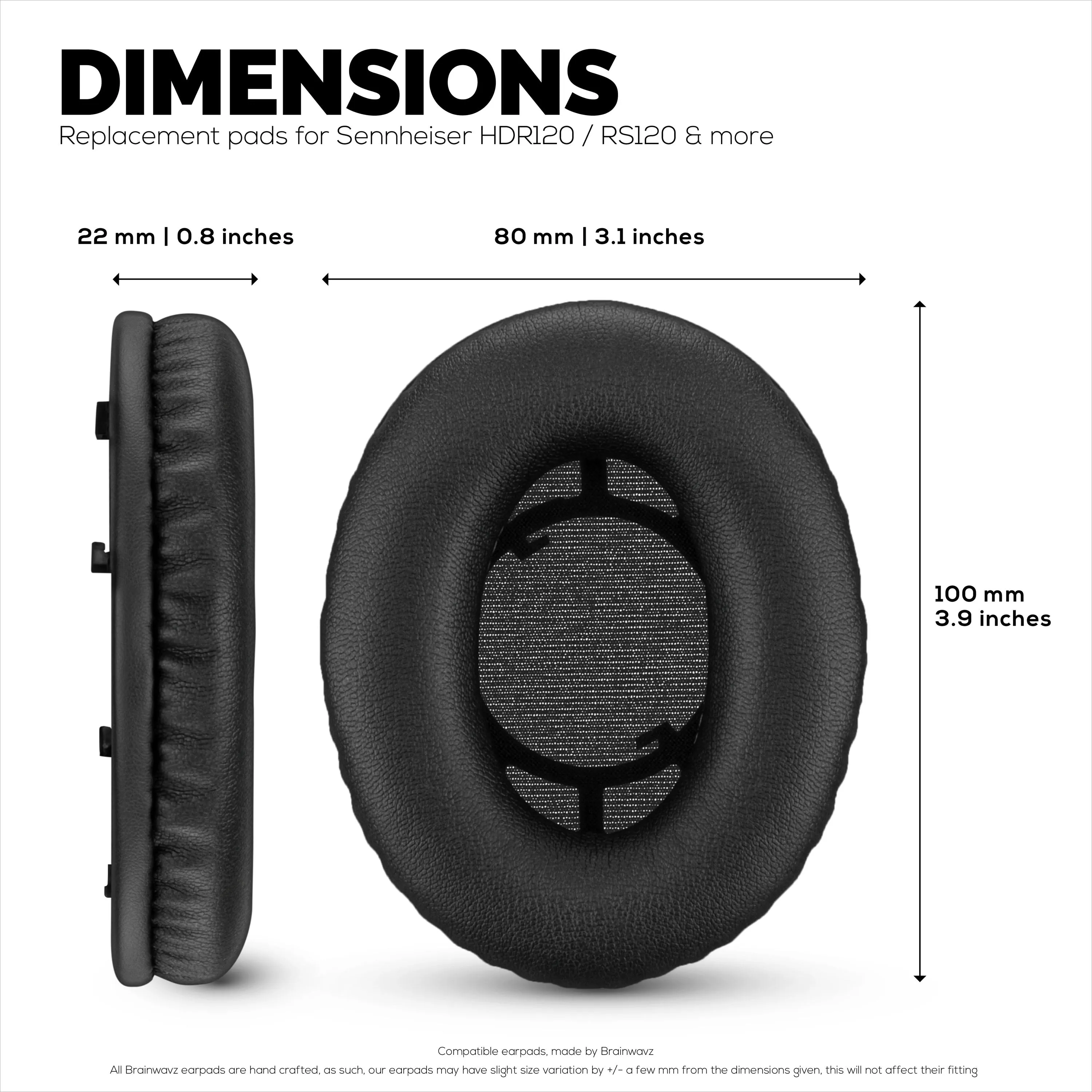 Replacement Earpads for SENNHEISER RS120, RS110, RS115, RS117, RS119 Headphones - Soft PU Leather & Foam Ear Pad - HDR 120, HDR100, HDR110, HDR117, HDR119