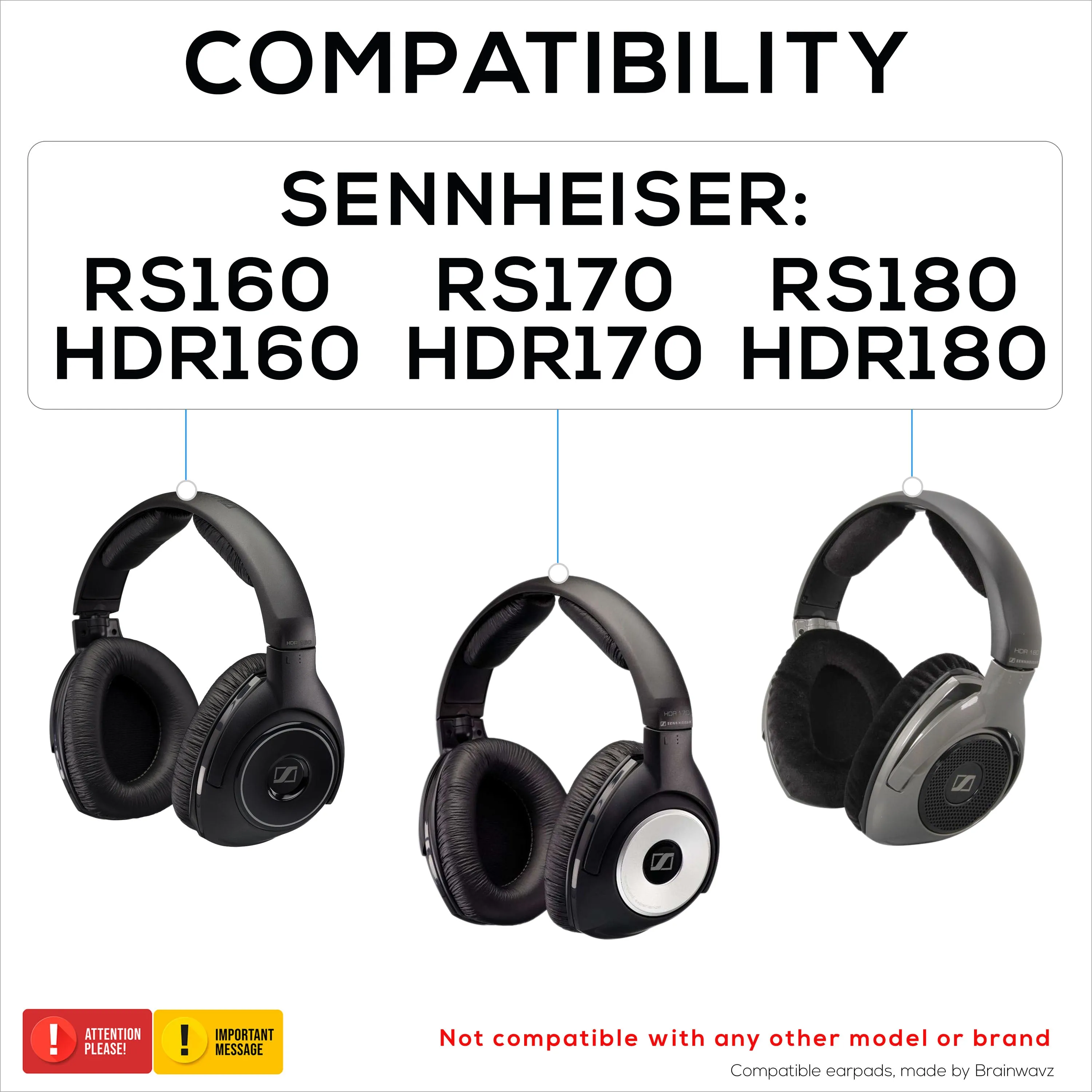 Replacement Earpads for Sennheiser RS160, RS170, RS180, HDR160, HDR170 & HDR180 Headphones