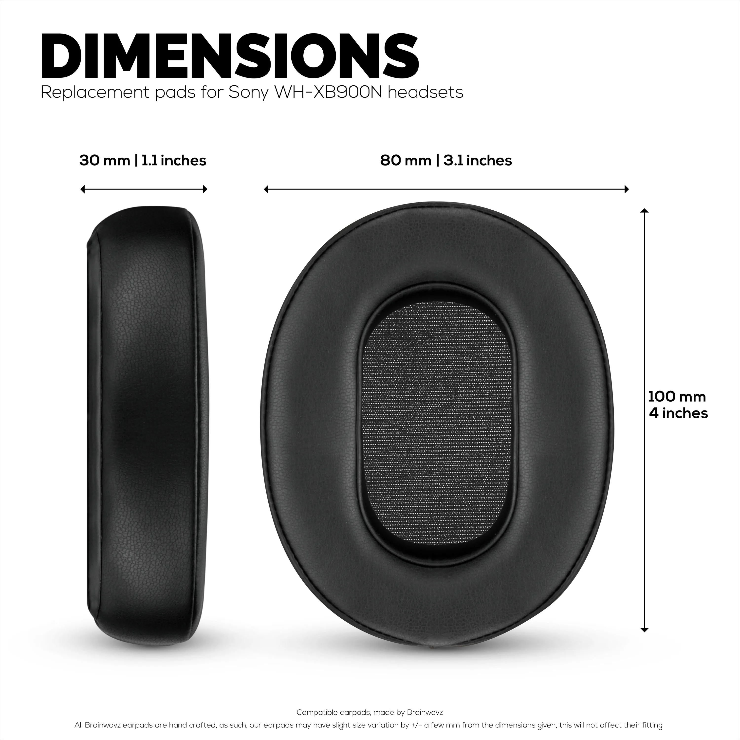 Replacement Earpads for SONY WH-XB900N Headphones - Soft PU Leather & Memory Foam