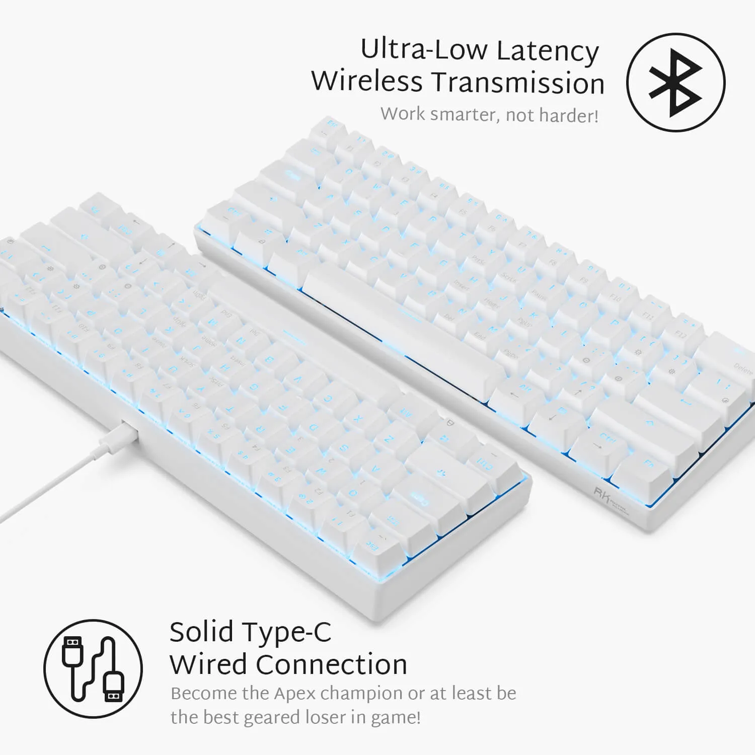 RK61 60% Dual Mode Wireless Mechanical Gaming Keyboard - Blue Switch (Open-Box)