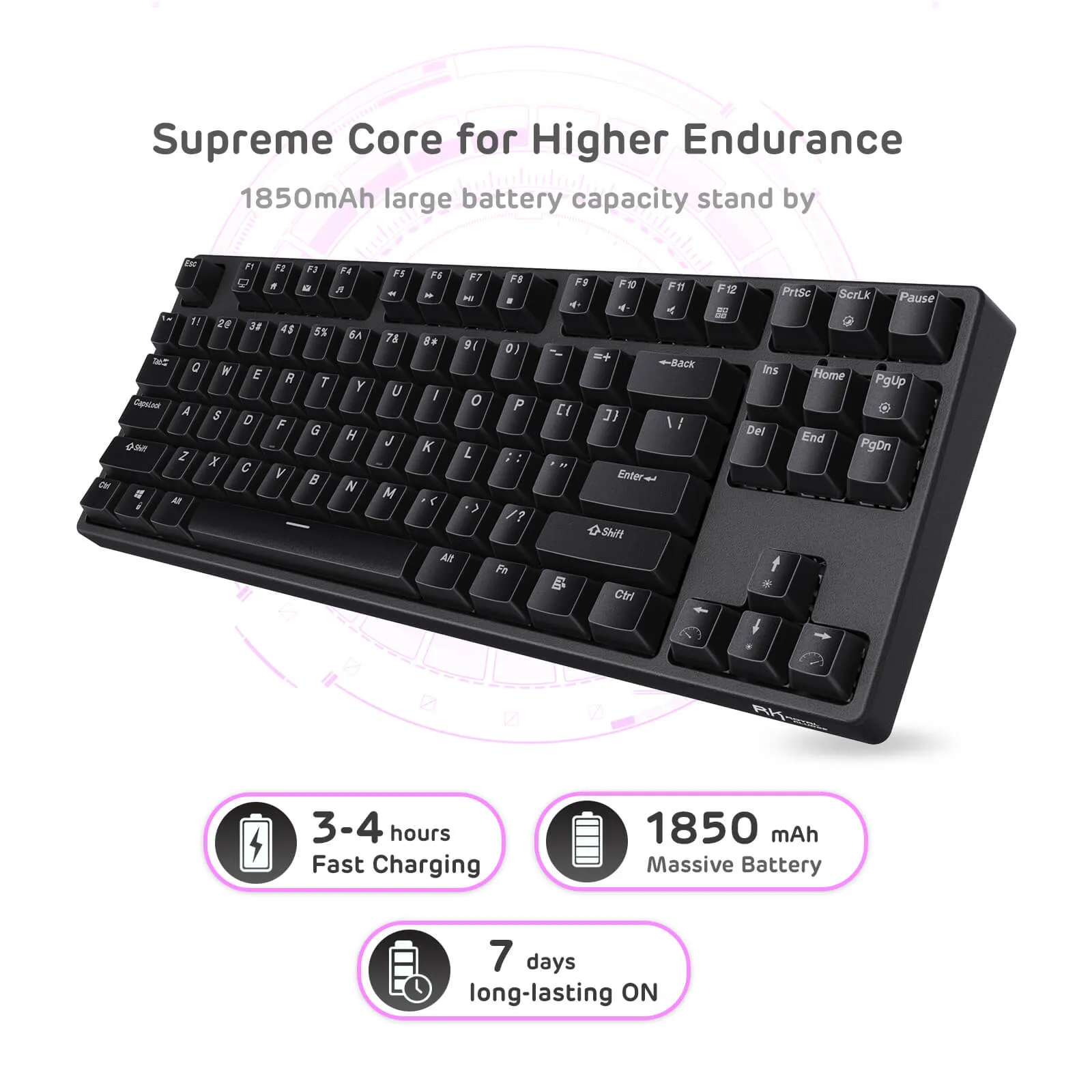 ROYAL KLUDGE Sink87G 87 Keys RGB 2.4G Wireless TKL Mechanical Gaming Keyboard - Black Tactile Brown Switches (Open-Box)