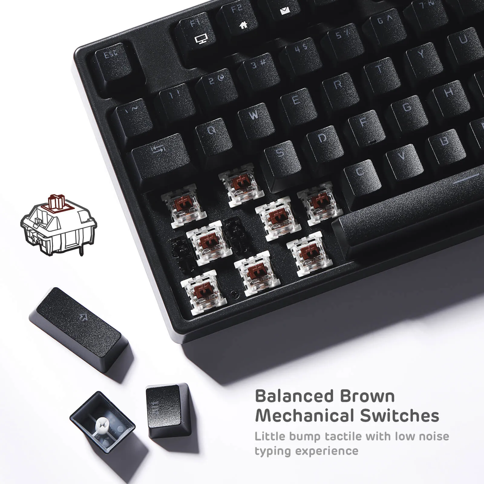 ROYAL KLUDGE Sink87G 87 Keys RGB 2.4G Wireless TKL Mechanical Gaming Keyboard - Black Tactile Brown Switches (Open-Box)