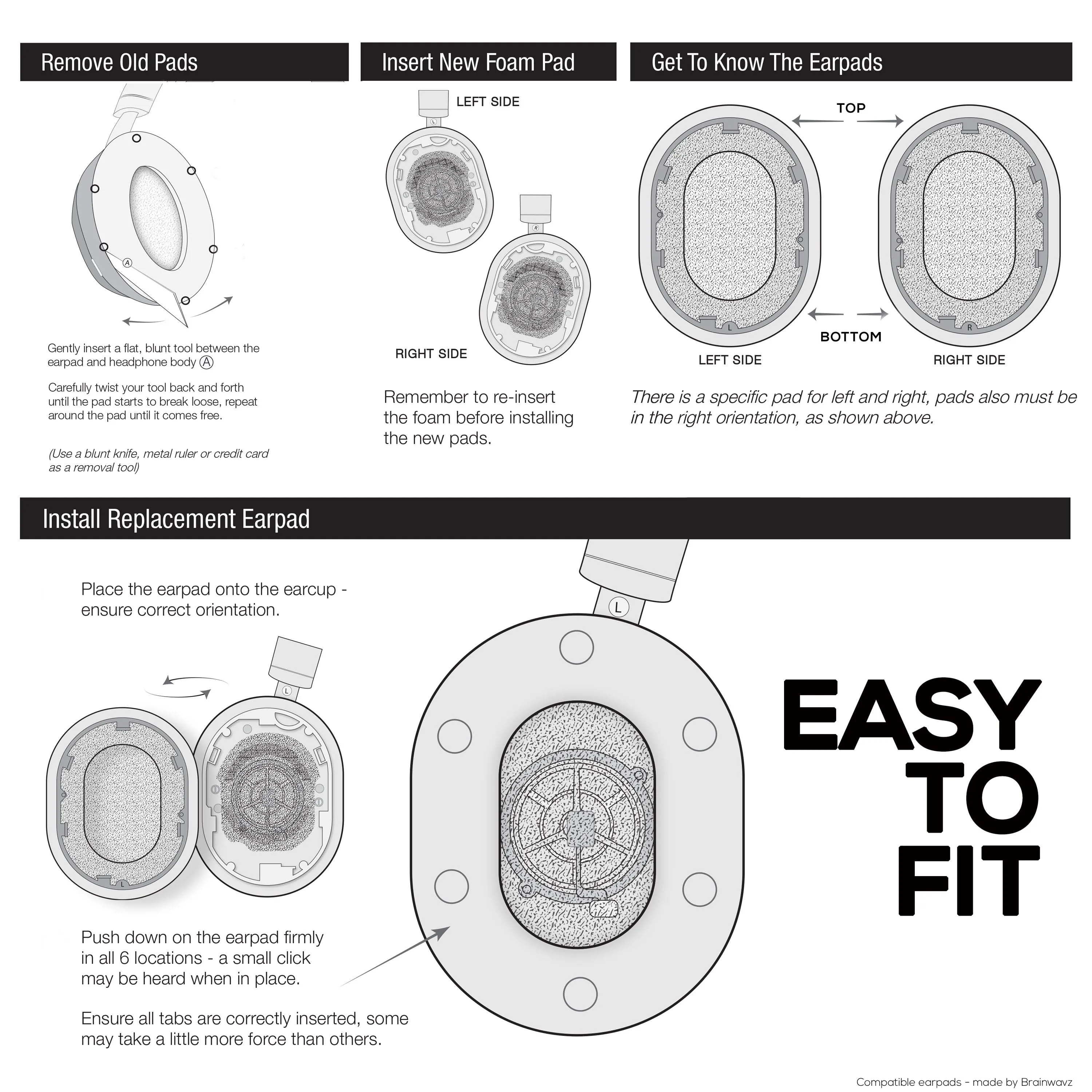 Sony WH-1000XM5 Replacement Earpads - Soft PU Leather & Memory Foam Ear Pad Cushions For Extra Comfort, Easy & Quick Installation