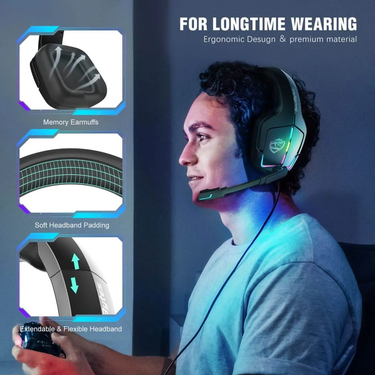 Soulbytes S12 Gaming Headsets for Xbox One PS5 PS4 Switch PC