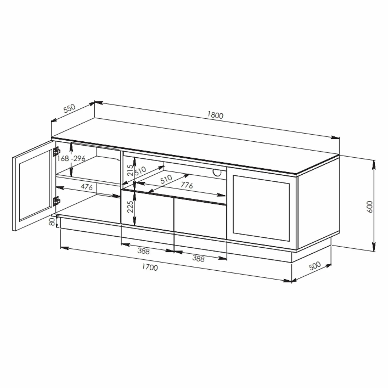 TITAN 1800 Entertainment Unit Black by Tauris