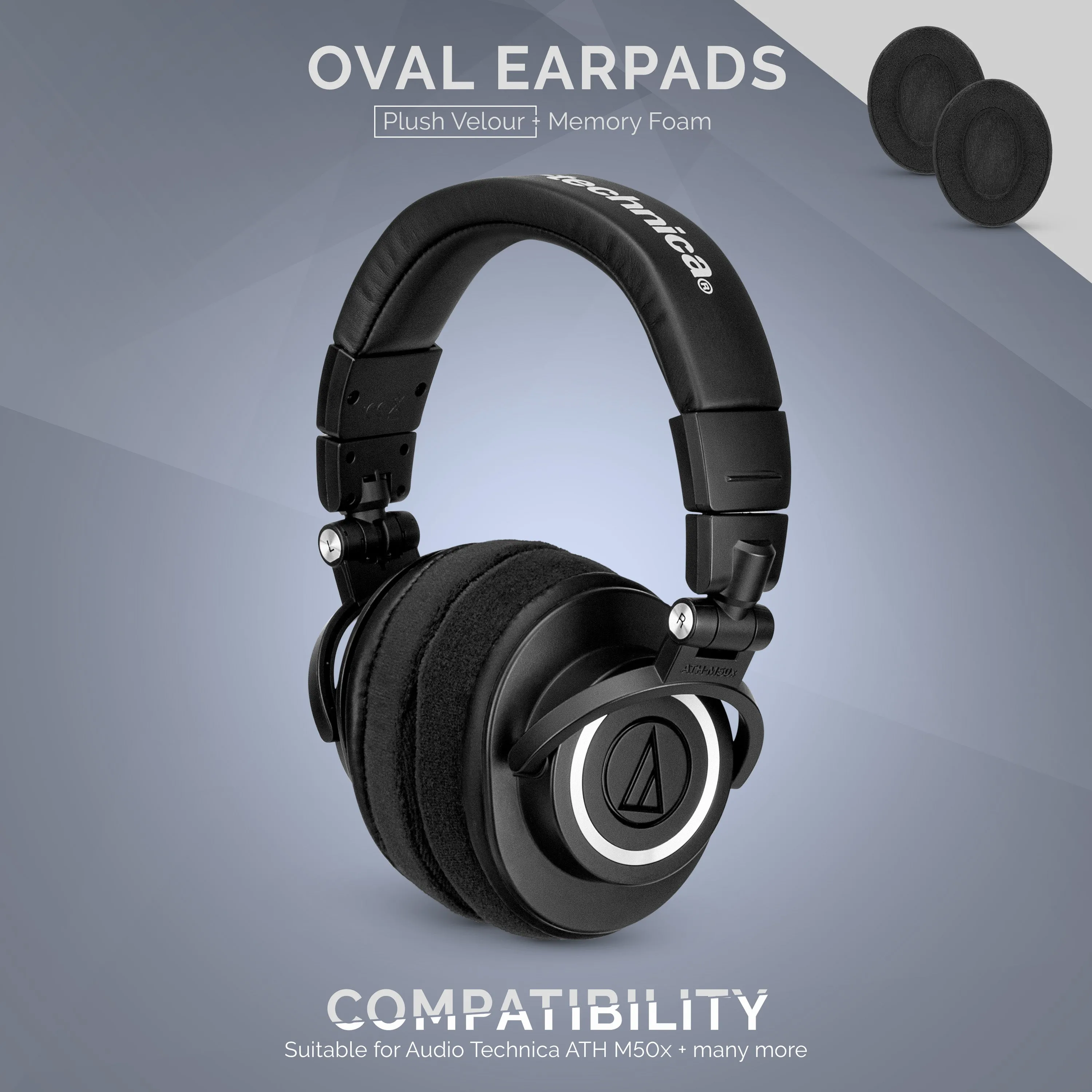 Velour Oval Replacement Earpads - Suitable for many Headphones